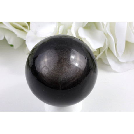 Stříbrný obsidián koule 60 mm - jemný lesk a elegance