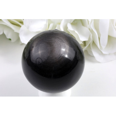 Stříbrný obsidián koule 60 mm - elegantní kus z Mexika