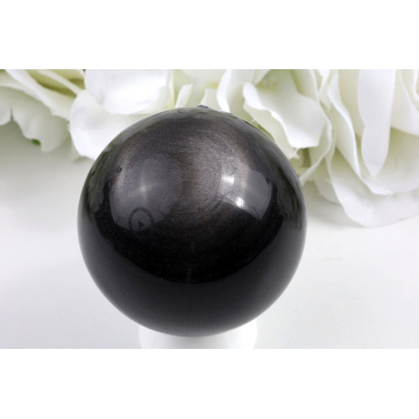 Stříbrný obsidián koule 60 mm - elegantní kus z Mexika