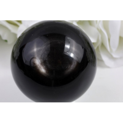 Stříbrný obsidián koule 70 mm - luxusní kus z Mexika