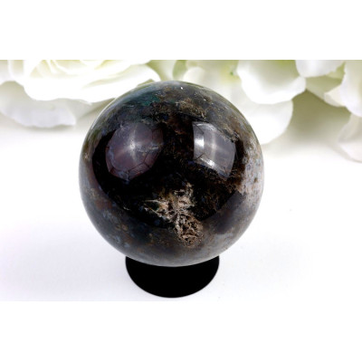 Koule Mechový achát 61 mm – originální přírodní ozdoba z Brazílie