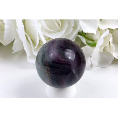 Koule fluorit 52 mm - fialová s růžovým páskem č. 855