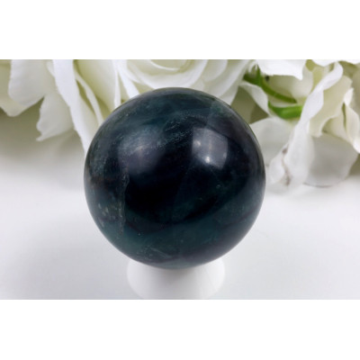 Koule fluorit 58 mm Brazílie - černá s tyrkysovými tóny