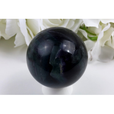 Koule fluorit 62 mm Brazílie - tmavě zelená s leskem