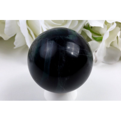 Koule fluorit 62 mm Brazílie - tmavě zelená s leskem