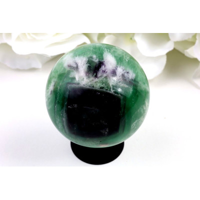 Koule Vločkový fluorit 60 mm – barevný přírodní solitér