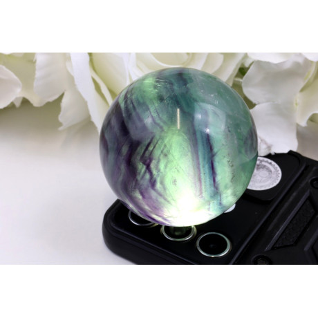 Koule fluorit 60 mm Brazílie - fialovo-černá mystika