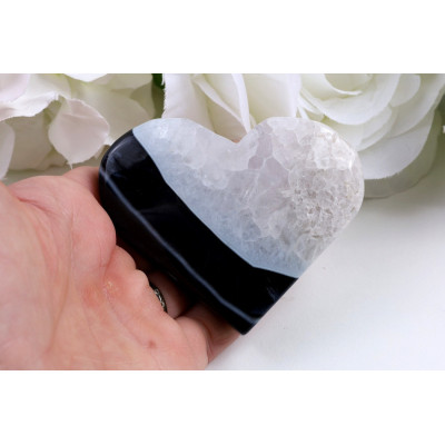 Srdce černý sardonyx 70x58 mm - lesk, 116 g, č. 873