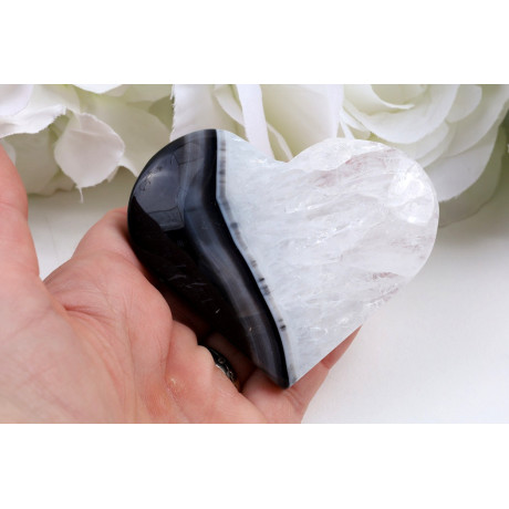 Srdce černý sardonyx 65x53 mm - lesk, 110 g, č. 874