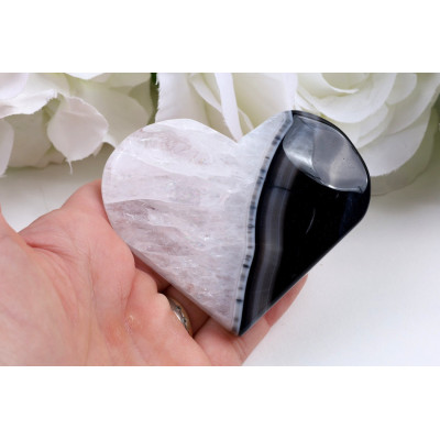 Srdce černý sardonyx 65x53 mm - lesk, 110 g, č. 874