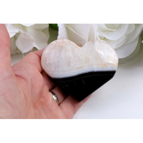 Srdce černý sardonyx 65x53 mm - lesk, 94 g, č. 875