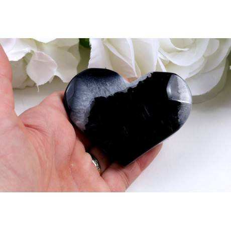 Srdce černý sardonyx 66x51 mm - lesk, 89 g, č. 876