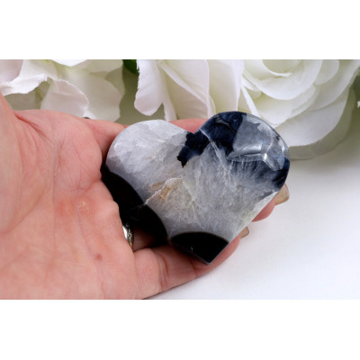 Srdce černý sardonyx 61x49 mm - lesk, 88 g, č. 877