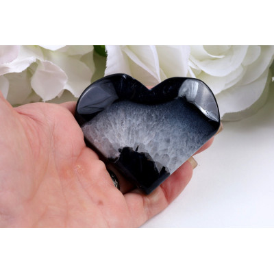 Srdce černý sardonyx 61x49 mm - lesk, 95 g, č. 878