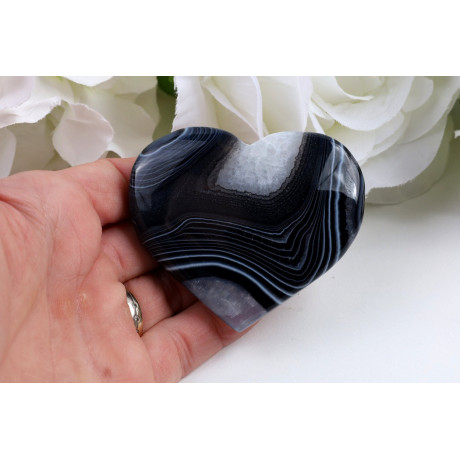 Černé sardonyxové srdce 75g - leštěný minerál