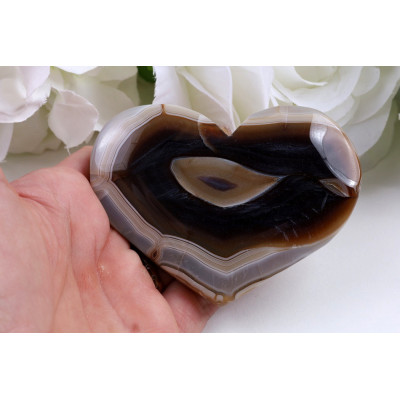 Srdce hnědý achát 79x62x18 mm • Brazílie • 135 g