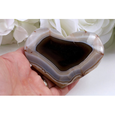 Srdce hnědý achát 79x62x18 mm • Brazílie • 135 g