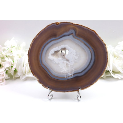 Obří achát 225x200x13 mm | Brazílie | Křišťálová dutinka