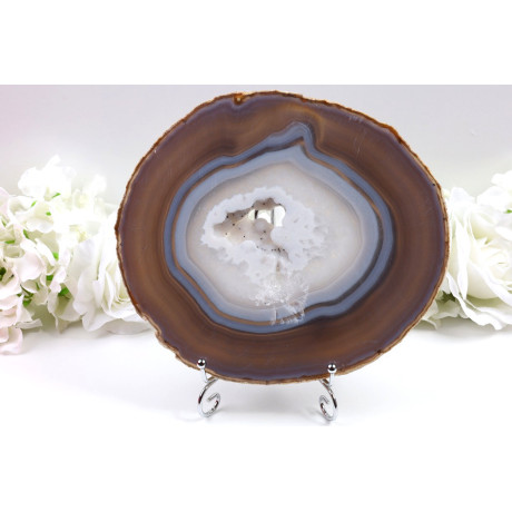 Obří achát 225x200x13 mm | Brazílie | Křišťálová dutinka