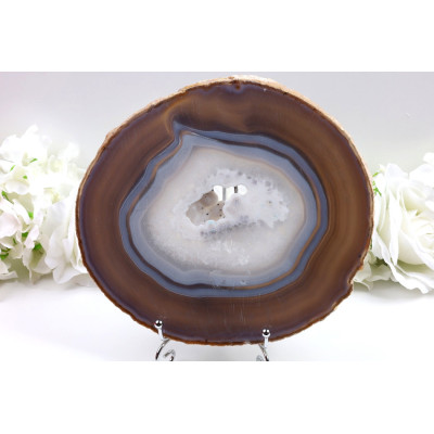 Obří achát 225x200x13 mm | Brazílie | Křišťálová dutinka