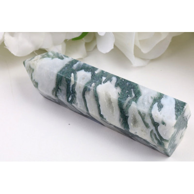 Obelisk mechový achát č. 933 (106x32x28 mm) | Levné Minerály