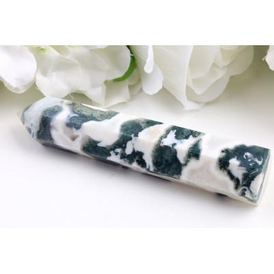 Obelisk mechový achát č. 935 (136x30x25 mm) | Levné Minerály