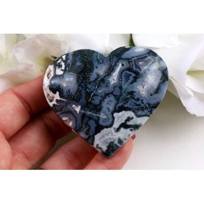 Srdce mechový achát č. 1109 (59x53x21 mm) | Levné Minerály