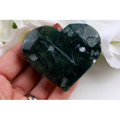 Srdce Mechový achát 63x54x21 mm | Levné Minerály