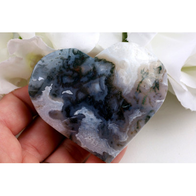 Srdce mechový achát č. 1115 (69x59x20 mm) | Levné Minerály