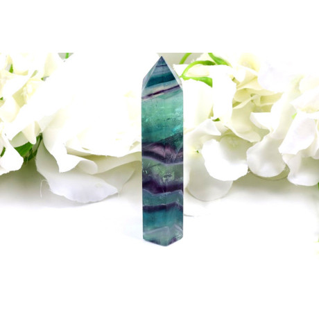 Fluoritový obelisk 108mm - barevné proužkování | Čína