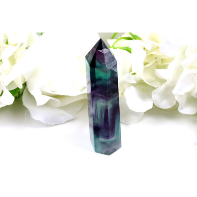 Fluorit obelisk 107mm - tyrkysově-fialový kámen