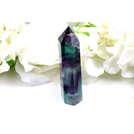 Fluorit obelisk 107mm - tyrkysově-fialový kámen