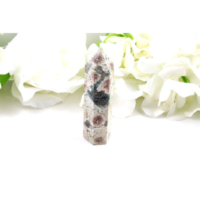Obelisk zelený květinový achát 88mm | Přírodní kámen