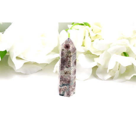 Zelený květinový achát obelisk 80mm | Přírodní kámen