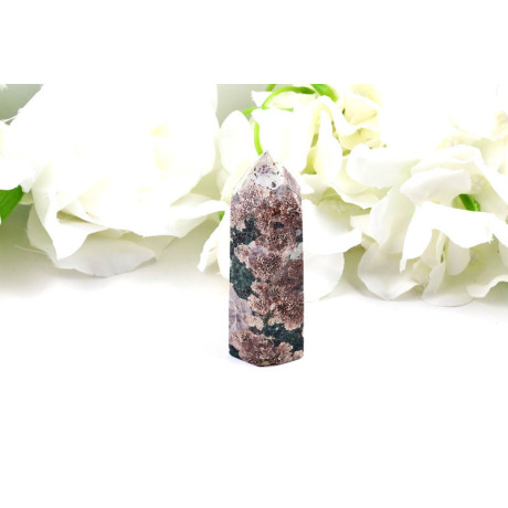 Zelený květinový achát obelisk 76mm | Přírodní kámen