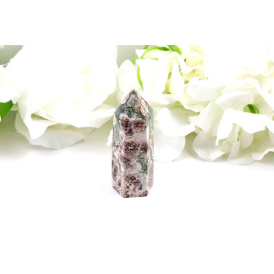 Zelený květinový achát obelisk 71mm | Přírodní kámen