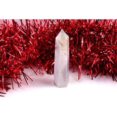 Obelisk šedý achát 96mm - Brazilský kámen pro meditaci