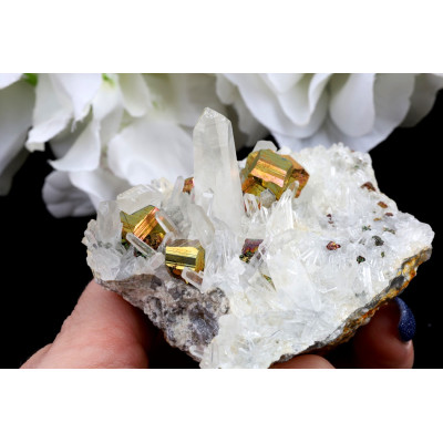 Duhový Pyrit v křišťálu č. 1608 | Levné Minerály