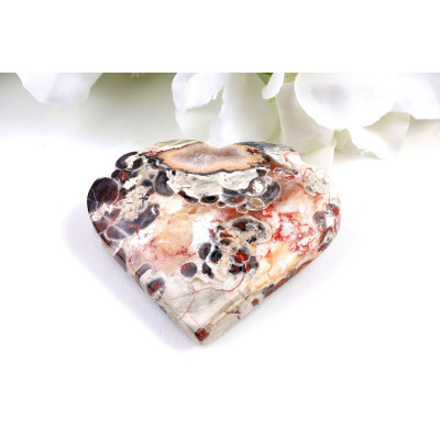 Srdce z penízkového achátu 65x59 mm | Levné minerály