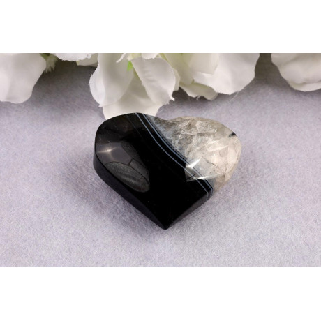 Černé srdce sardonyx 46mm - ochrana a síla | Brazílie