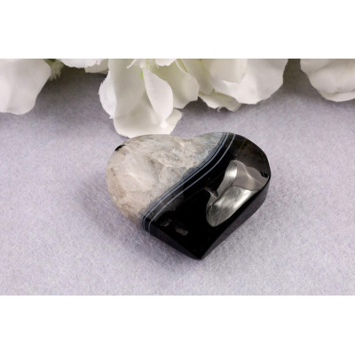 Černé srdce sardonyx 46mm - ochrana a síla | Brazílie