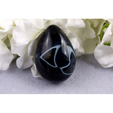 Vejce černý sardonyx 66x46 mm - ochrana a síla