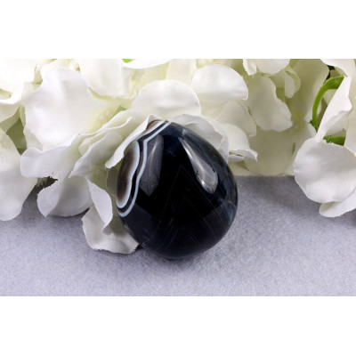 Vejce černý sardonyx 127g - ochranný kámen pro meditaci