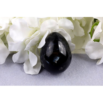 Vejce černý sardonyx 53x40 mm - ochrana a harmonie