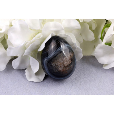 Vejce černý sardonyx 53x40 mm - ochrana a harmonie