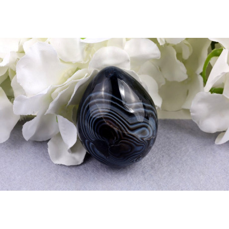 Vejce černý sardonyx 59x45 mm - elegantní dekorace