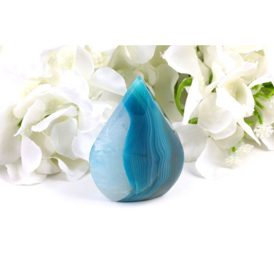 Špice sardonyx bílo-modrá 81mm - energie a ochrana