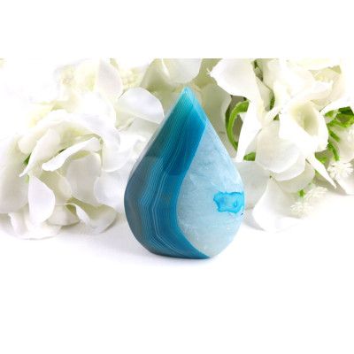 Špice sardonyx bílo-modrá 81mm - energie a ochrana